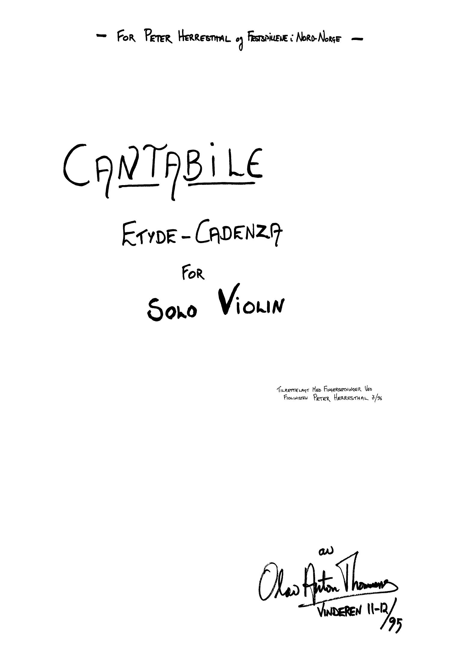 Cantabile - Etyde-Cadenza for Solo Violin