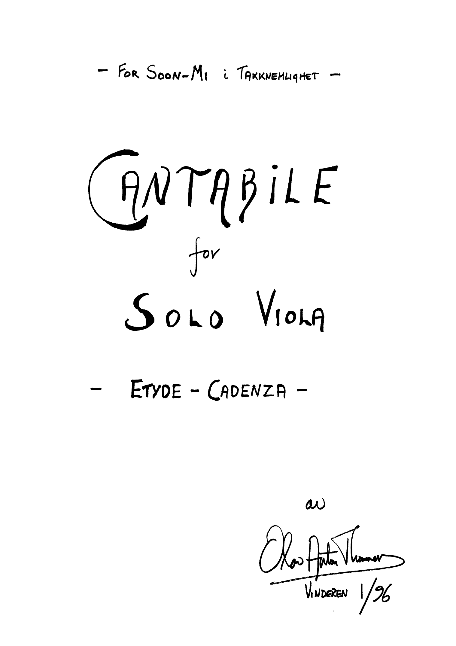 Cantabile for Solo Viola - Etyde-Cadenza