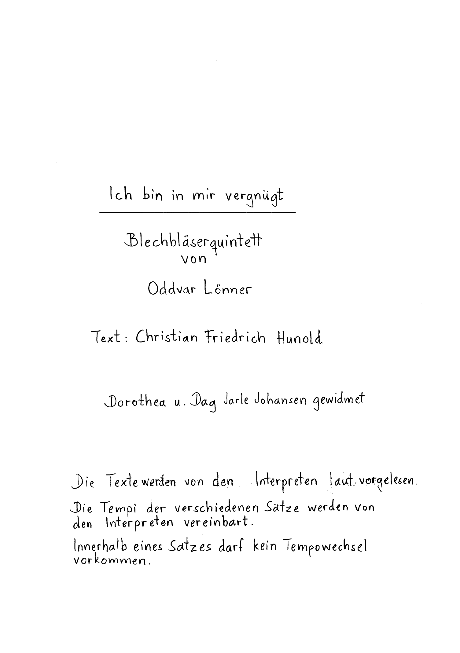 Ich bin in mir vergnügt - Blechbläserquintett