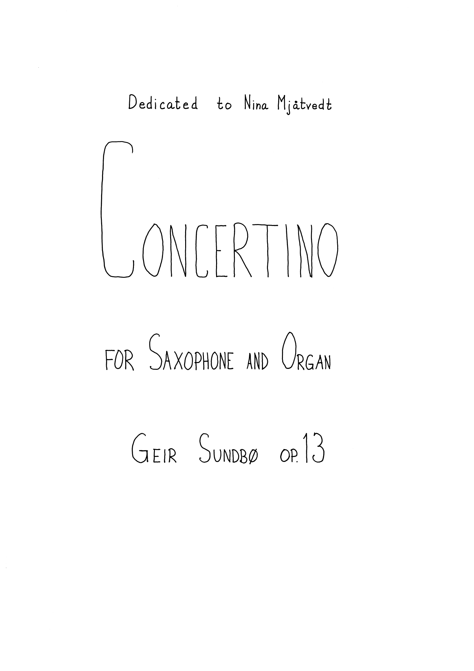 Concertino for Saxophone and Organ, Op. 13