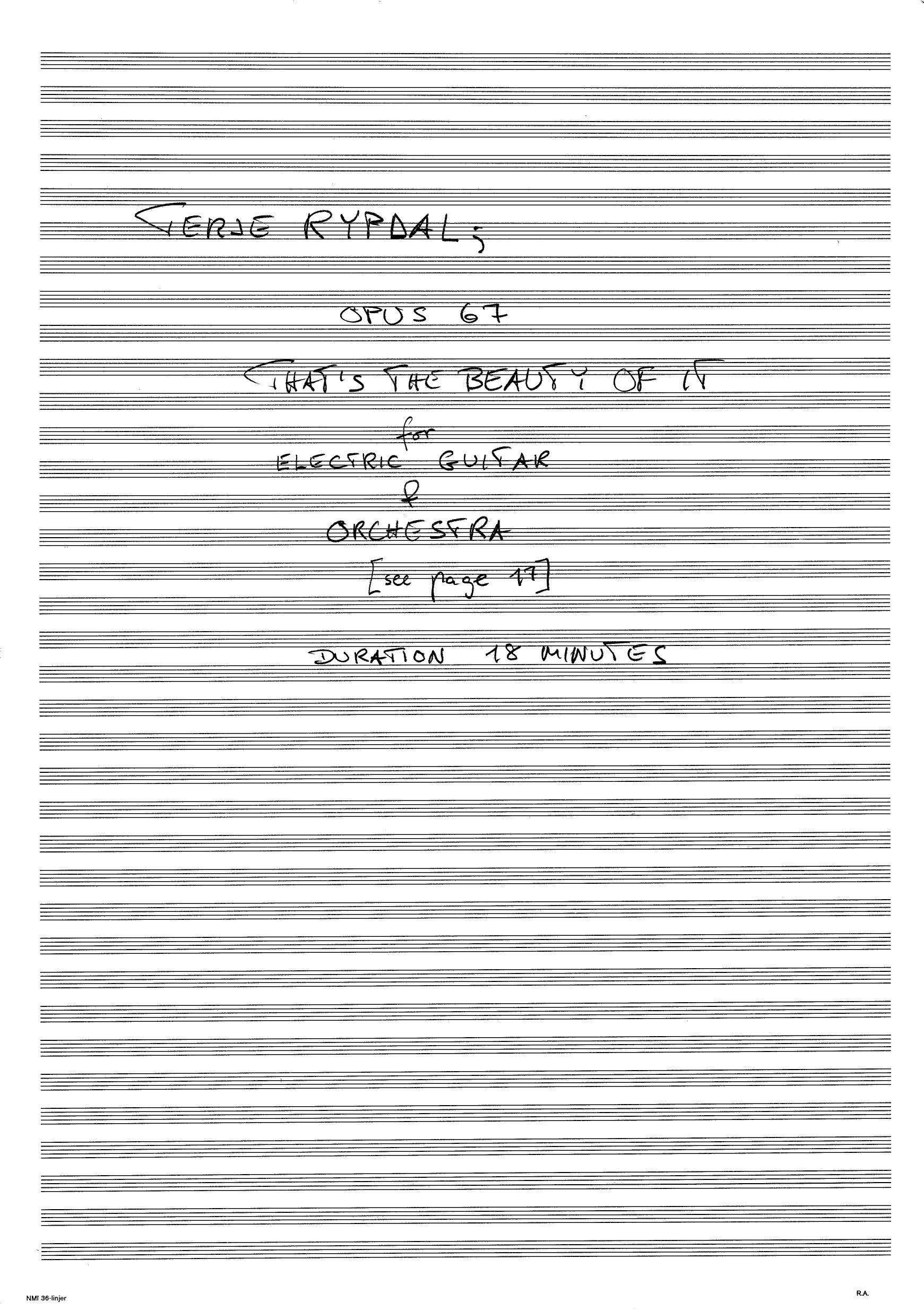 That's the Beauty of It - For Electric Guitar & Orchestra, Op. 67