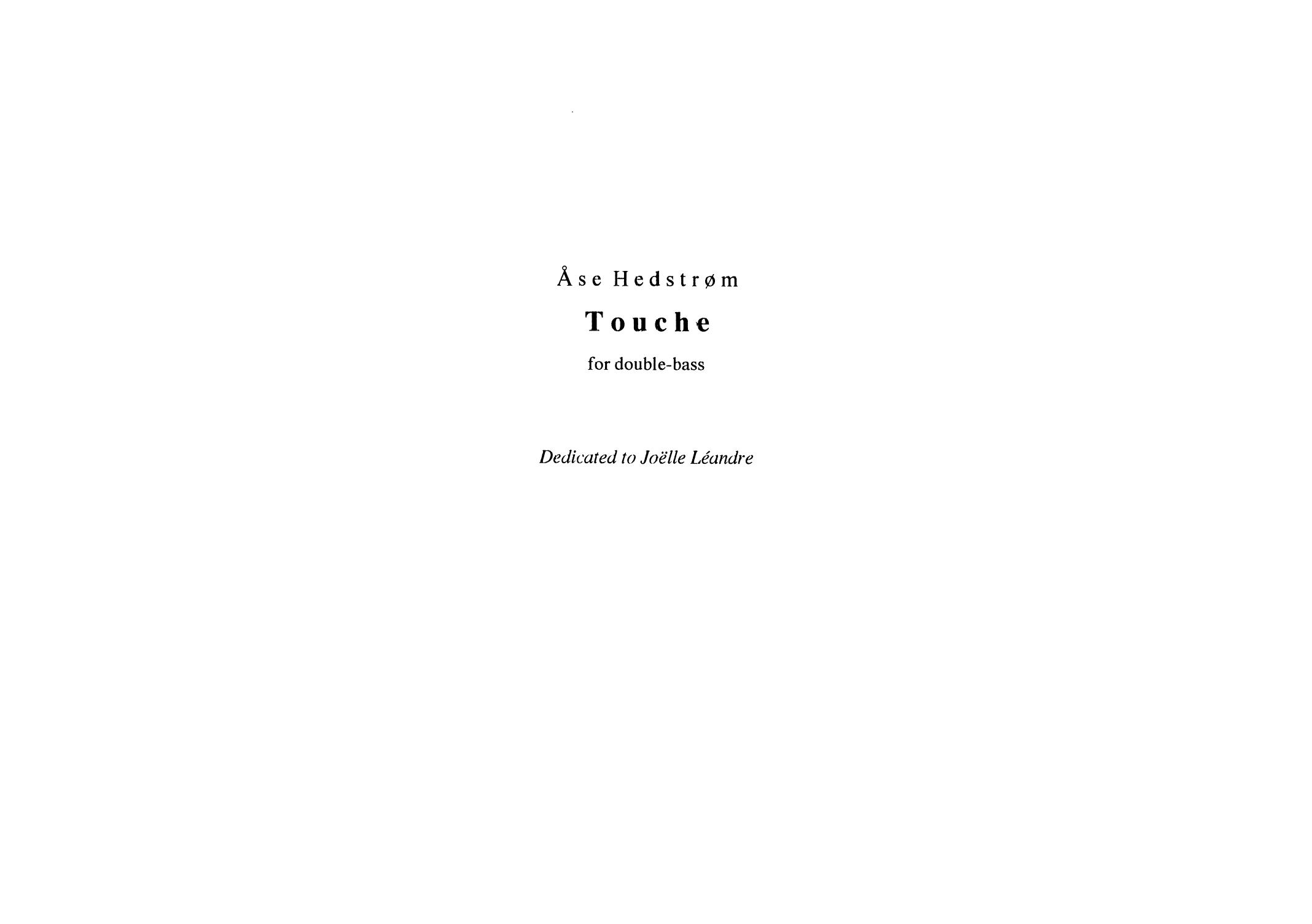 Touche - For Double-Bass