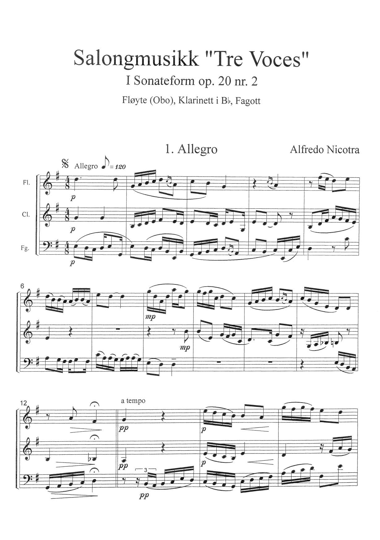 Salongmusikk "Tre Voces" - I sonateform, op. 20 nr. 2