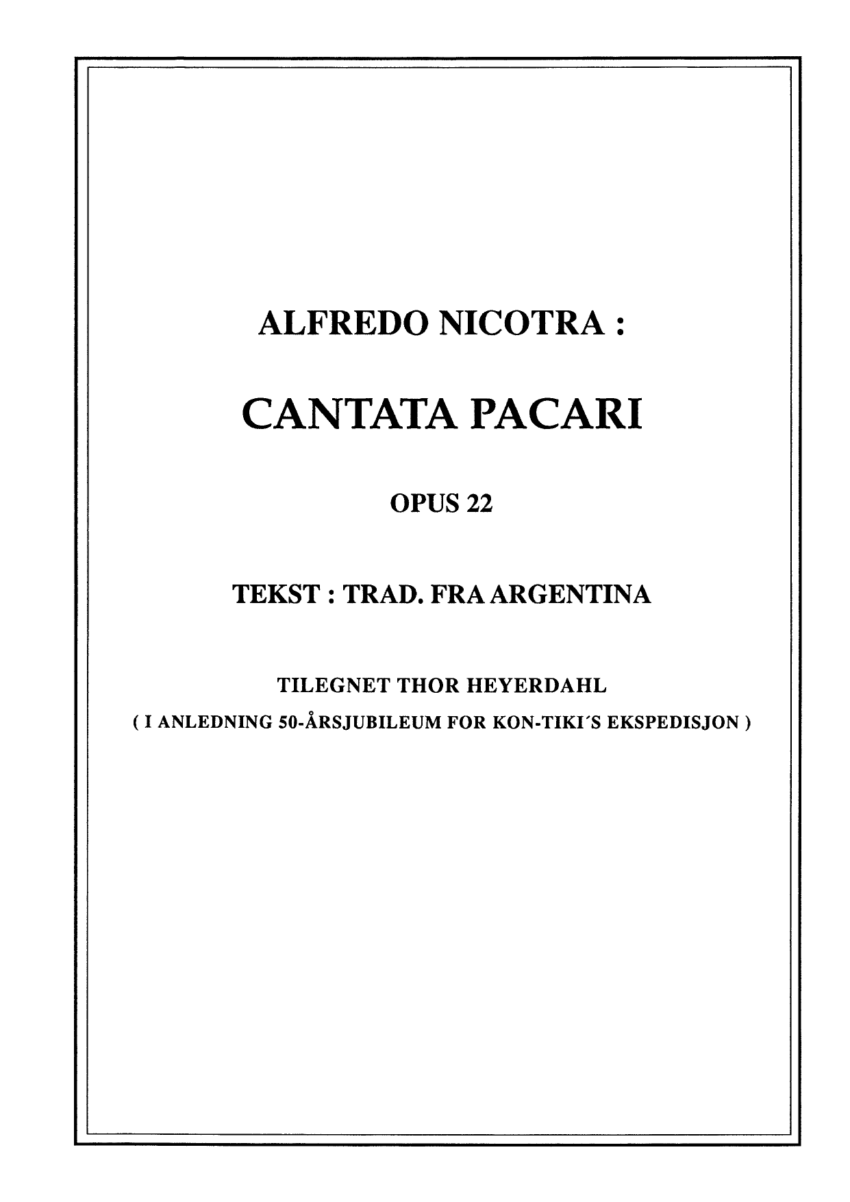 Cantata Pacari, Op. 22
