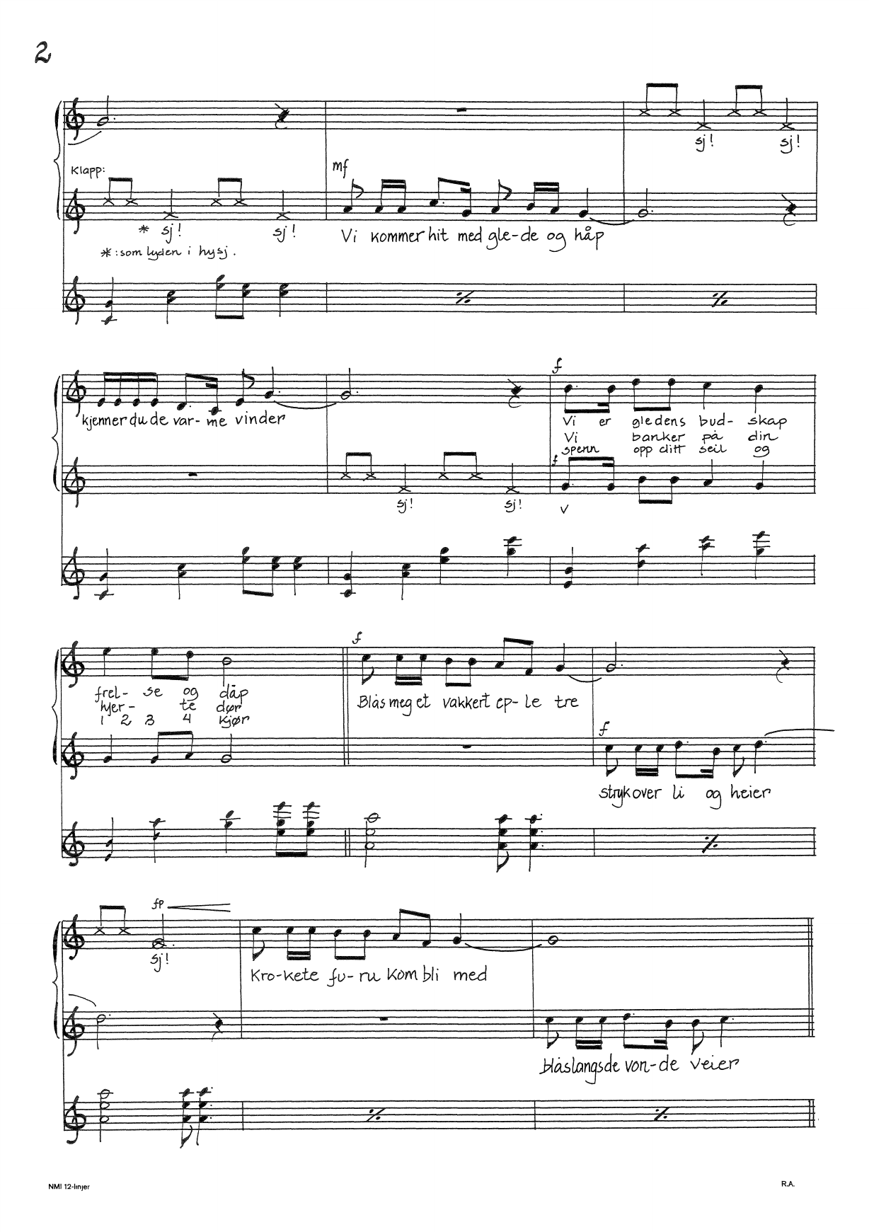 Vi er de varme vinder - For jentekor og piano : Versjon 1, 2, 3 og 4 - Bilde 4