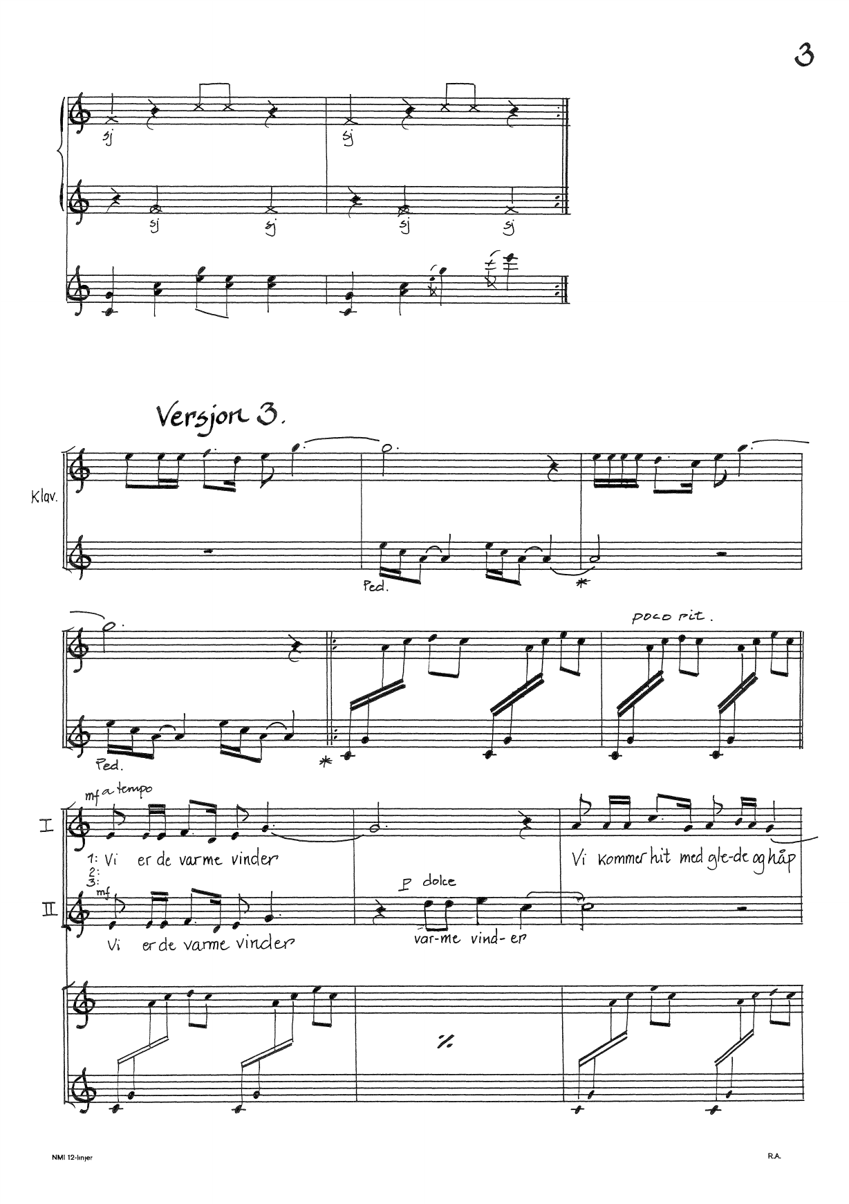 Vi er de varme vinder - For jentekor og piano : Versjon 1, 2, 3 og 4 - Bilde 5