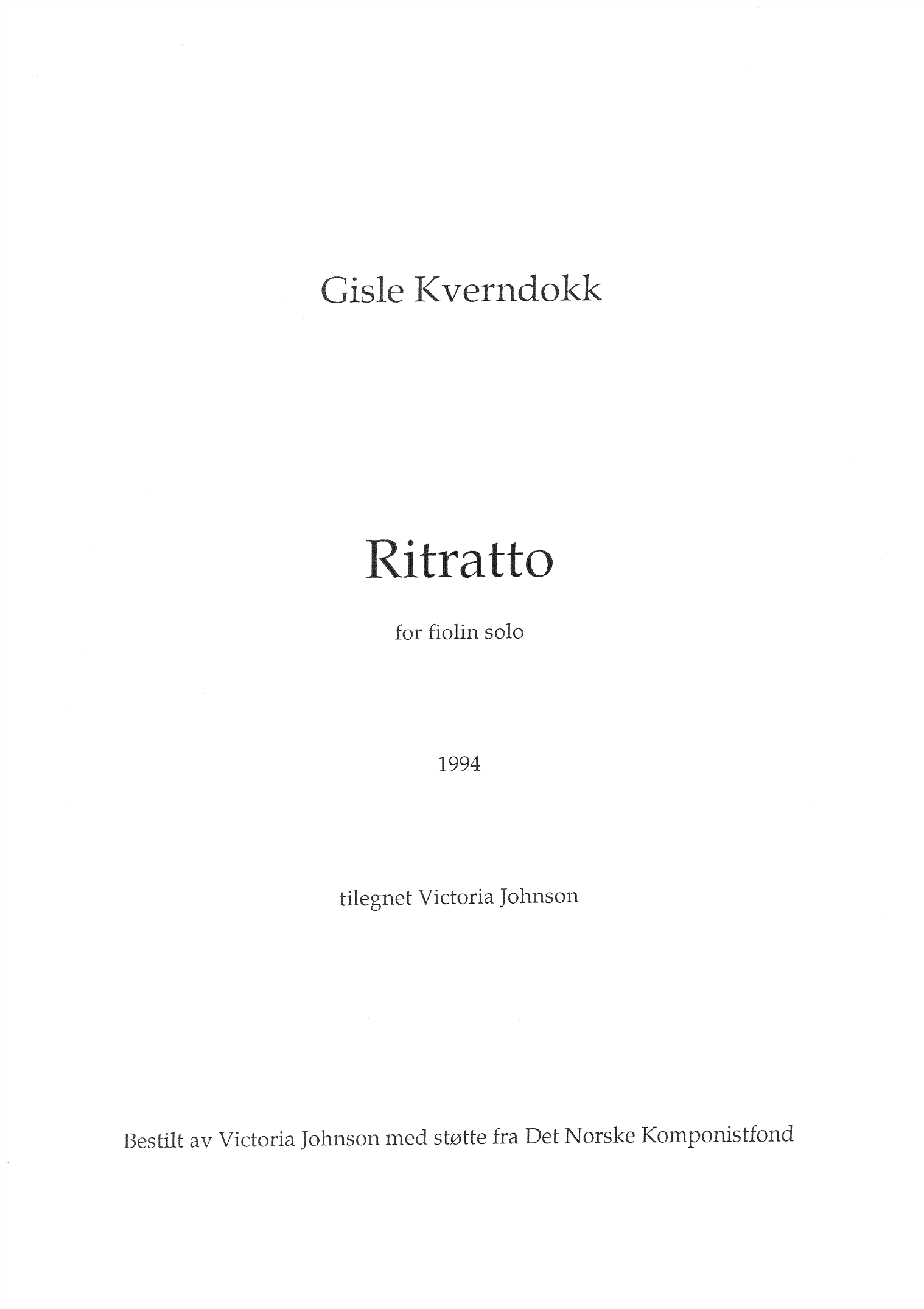 Ritratto - For fiolin solo