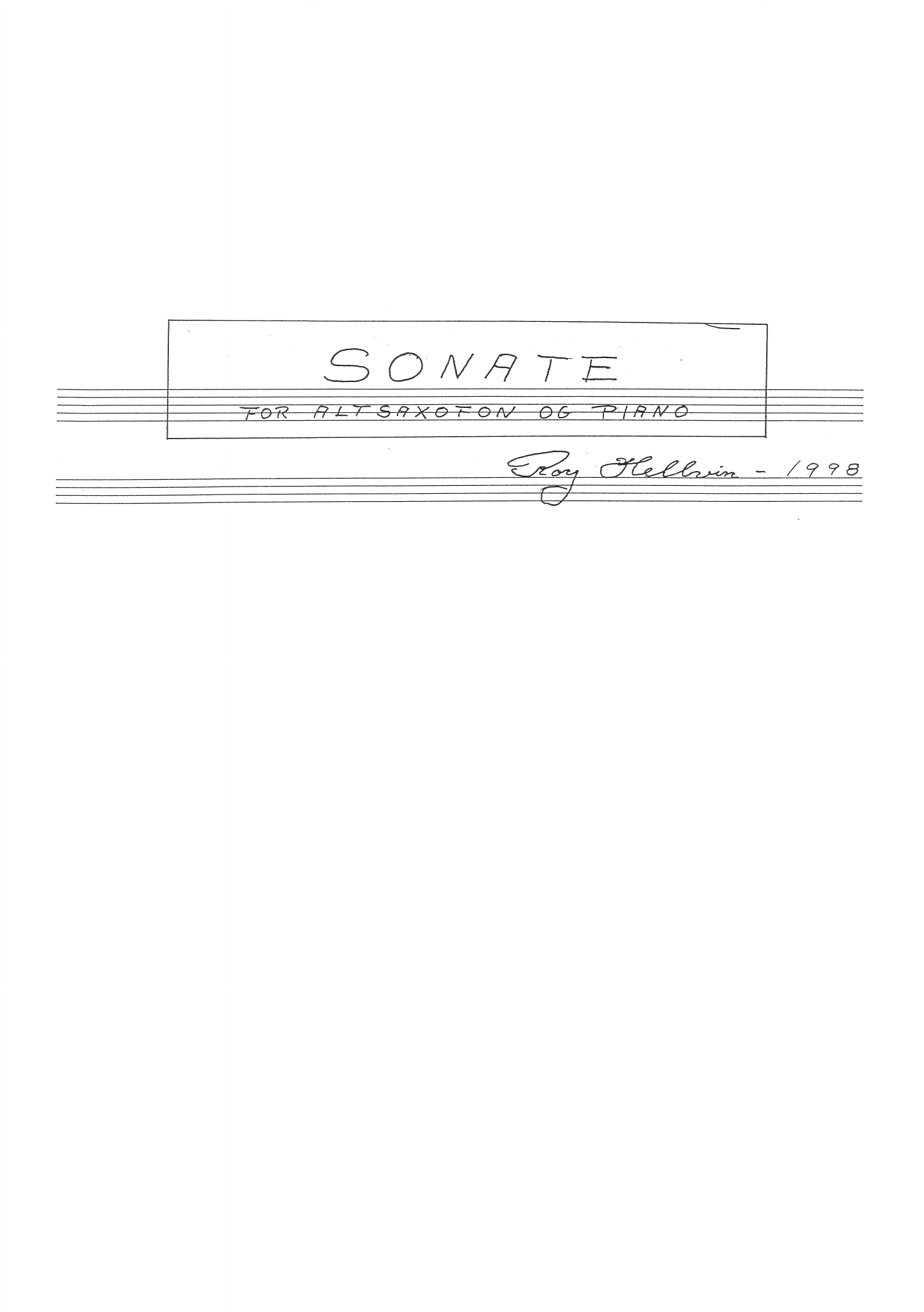 Sonata for Alto Saxophone and Piano