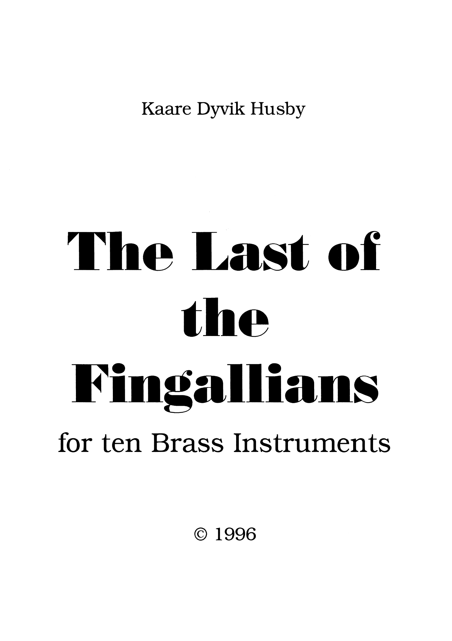 The Last of the Fingallians - For Ten Brass Instruments
