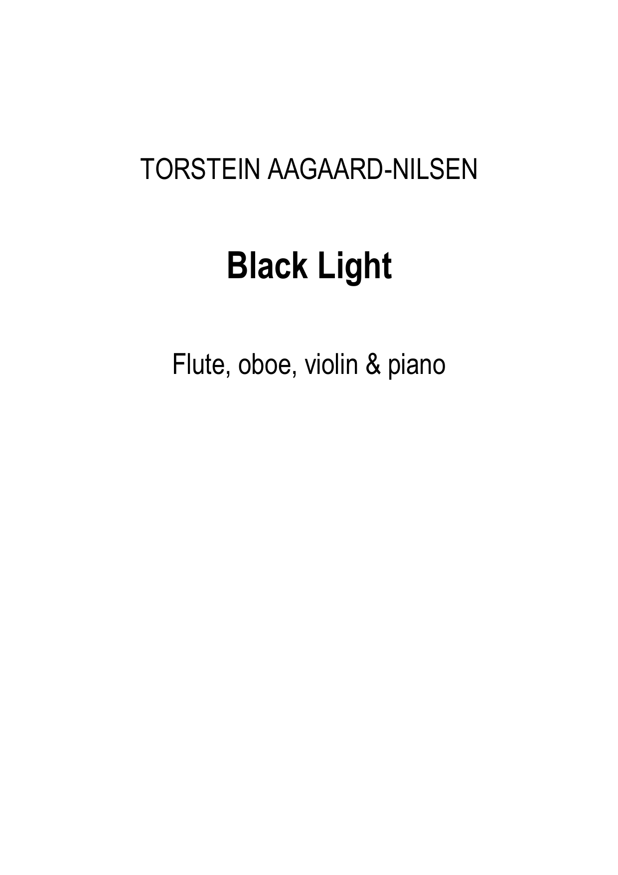 Black Light : Version 3 : Flute, Oboe, Violin & Piano