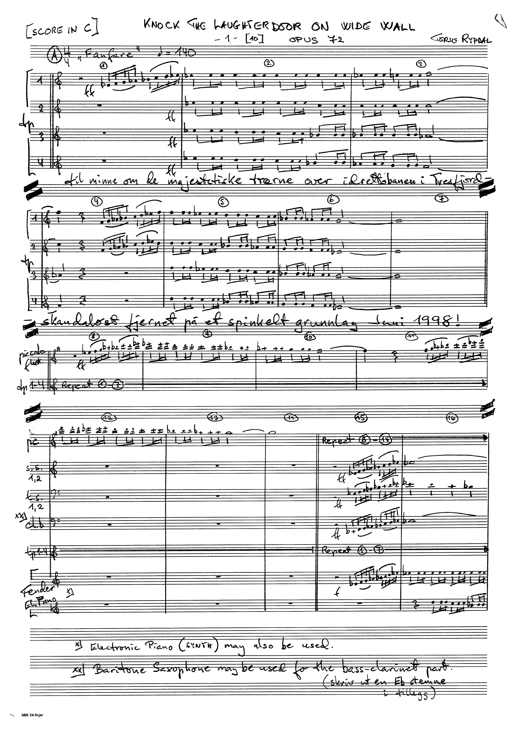 Knock the Laughterdoor on Wide Wall, Op. 72