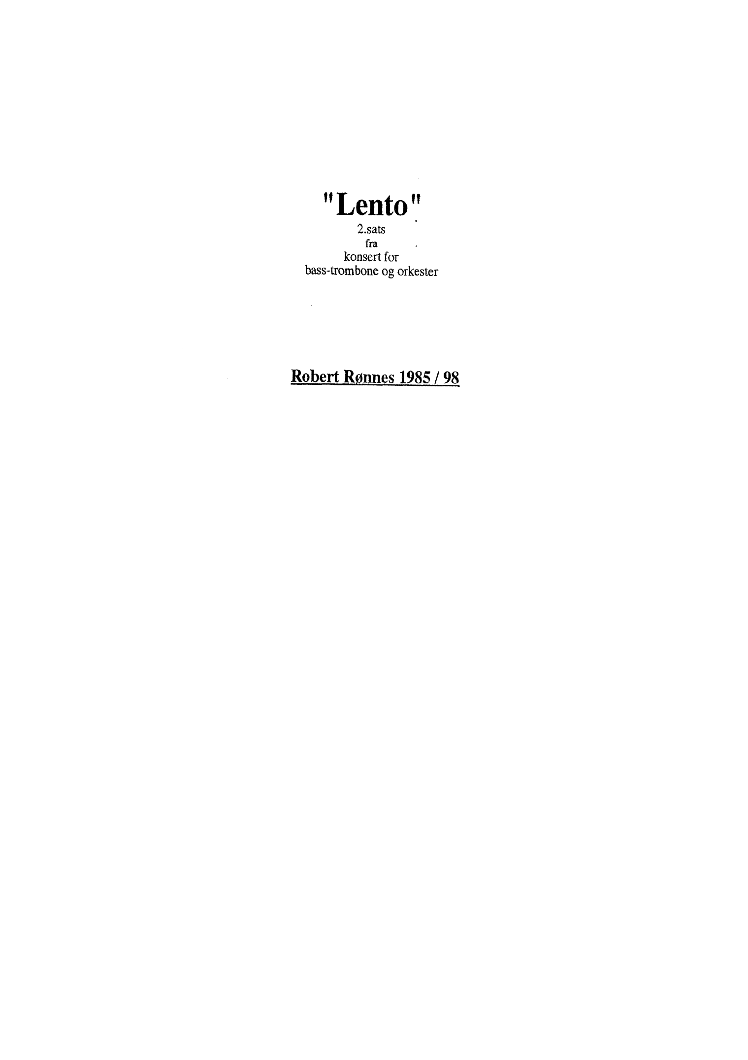 Lento - 2. sats fra konsert for bass-trombone og orkester