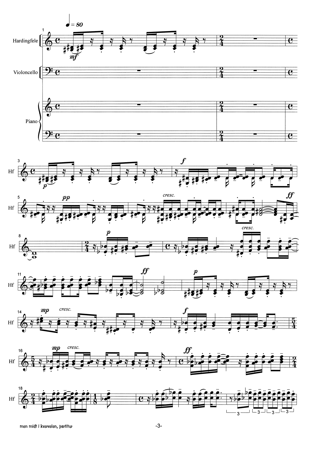but in the middle of the whirl : for Hardanger-fiddle, cello and piano - Image 3