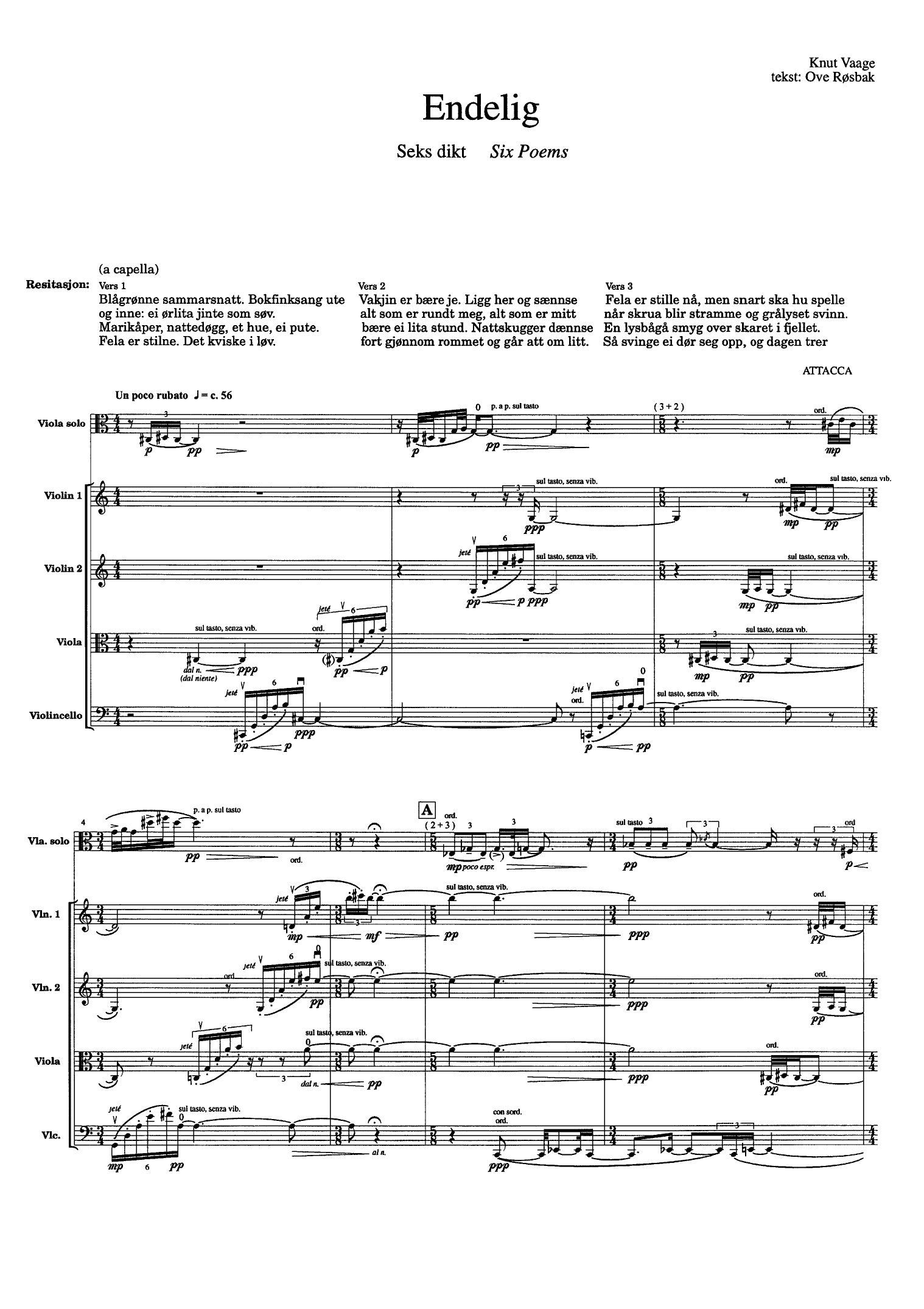 Endelig : Recitation, Solo Viola and String Quartet - Image 3