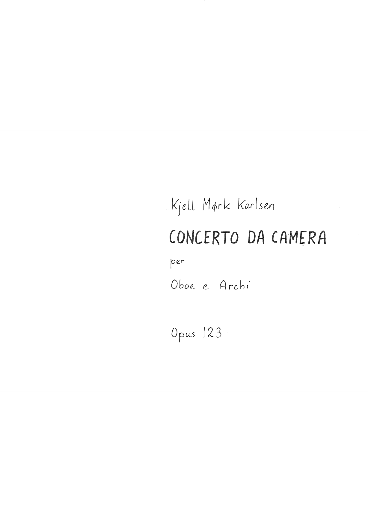 Concerto da camera - Per Oboe e Archi, Op. 123