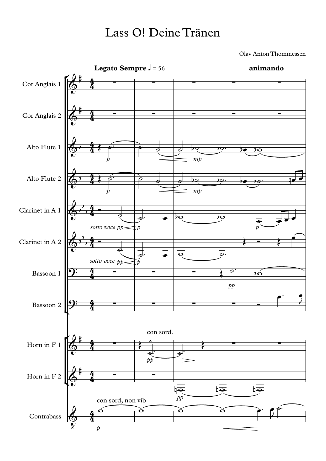 Lass O! Deine Tränen - For Double Woodwind Quintet and Contrabass - Bilde 3