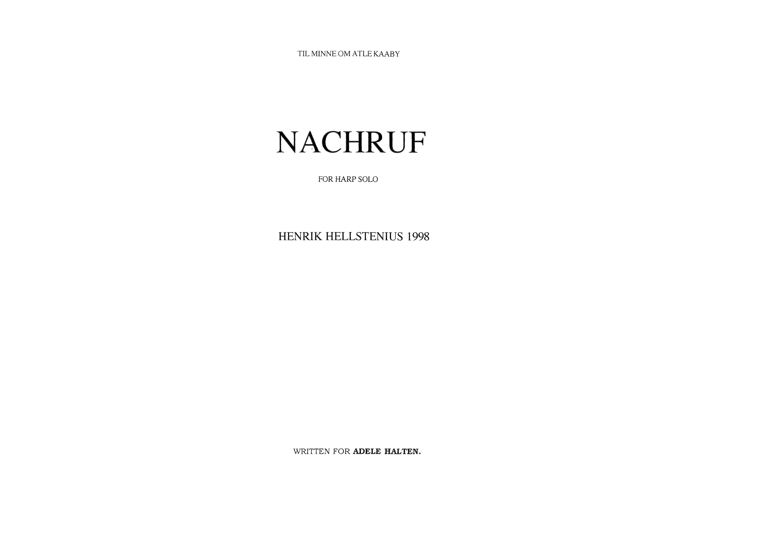 Nachruf - For Harp Solo