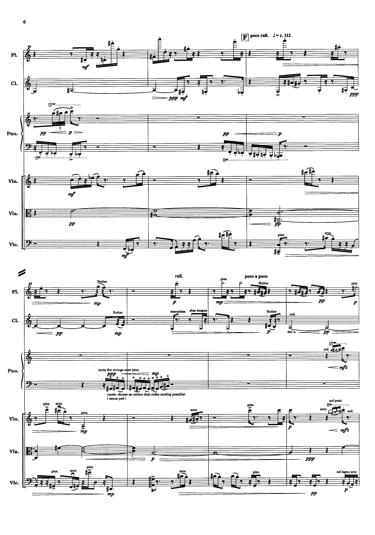 Transit - For Flute (bass flute), Clarinet in A (bass clar.), piano, violin, viola and cello - Image 8