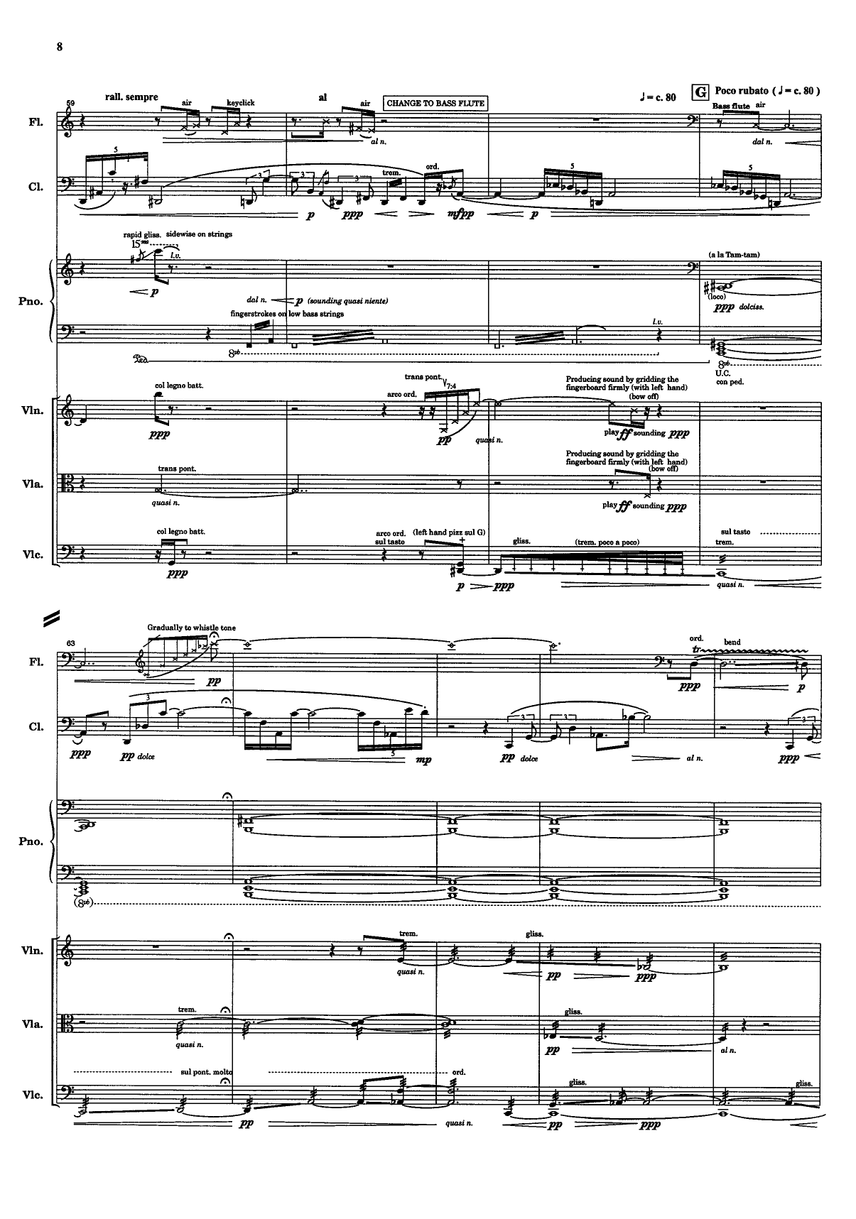 Transit - For Flute (bass flute), Clarinet in A (bass clar.), piano, violin, viola and cello - Image 10