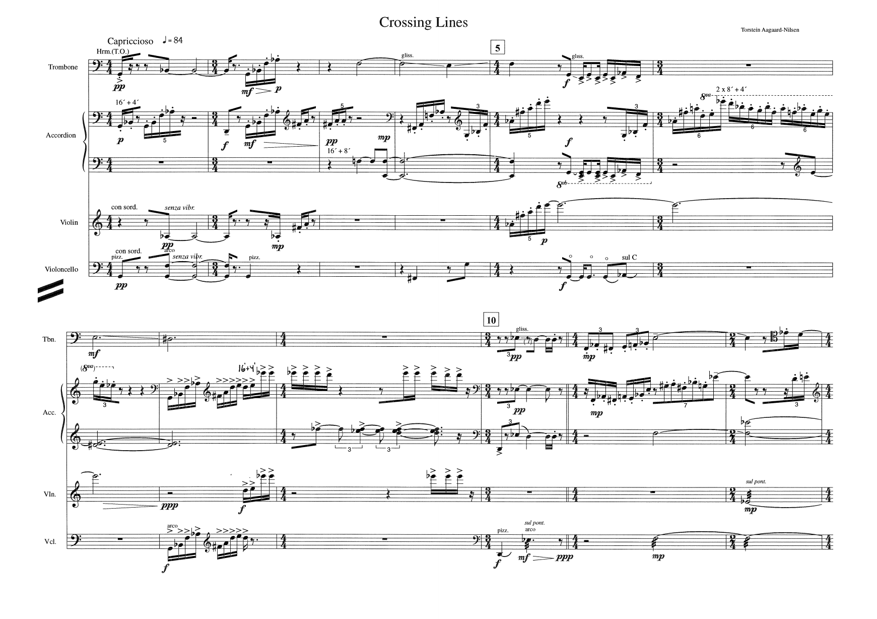 Crossing Lines - Quartet for Trombone, Accordion, Violin and Violoncello - Image 3