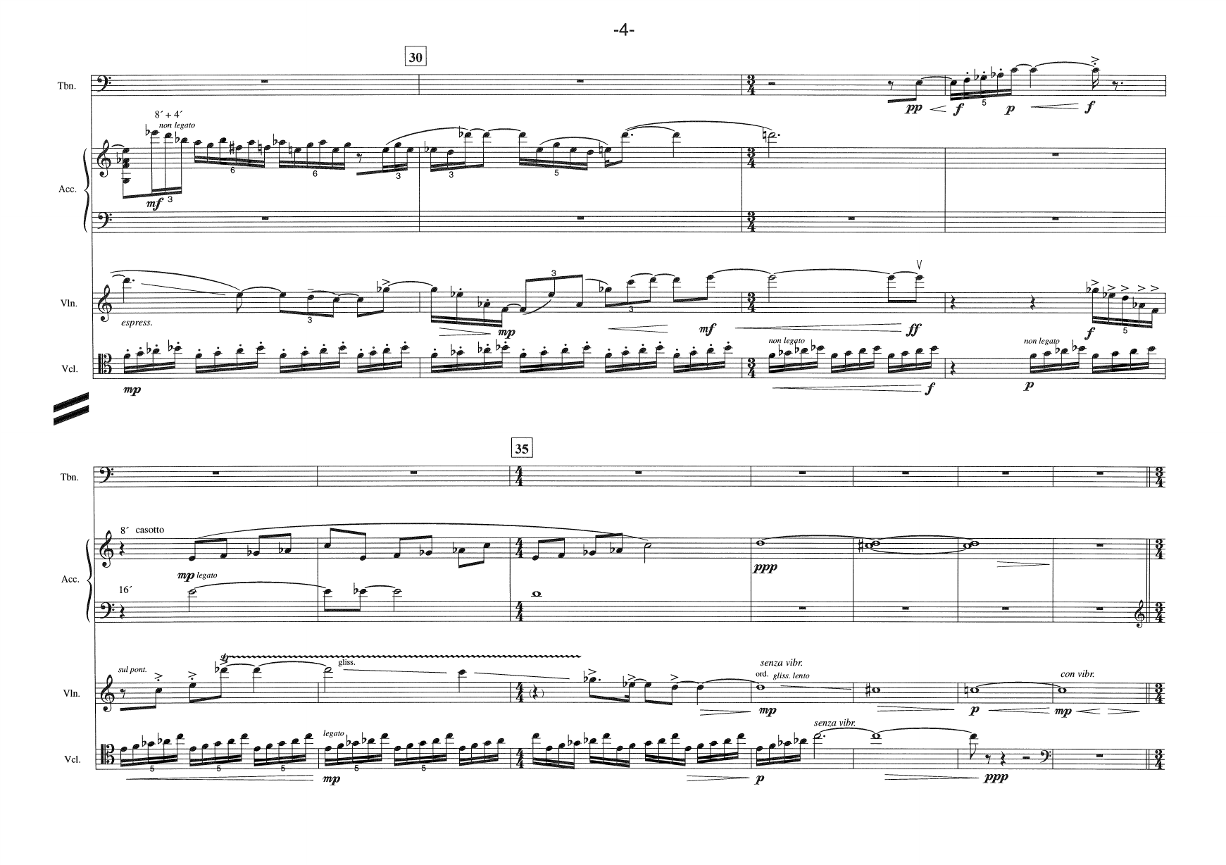 Crossing Lines - Quartet for Trombone, Accordion, Violin and Violoncello - Image 6