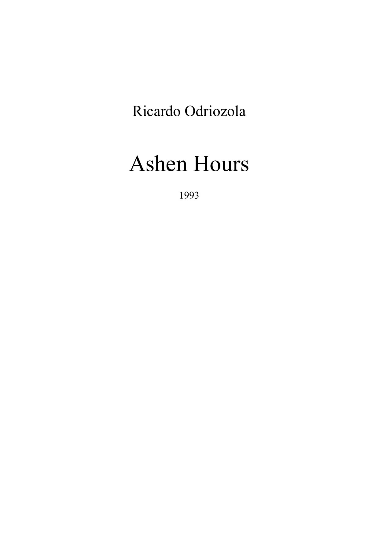 Ashen Hours - For Recorders (sopranino, alto, tenor), Violin, Cello and Harpsichord