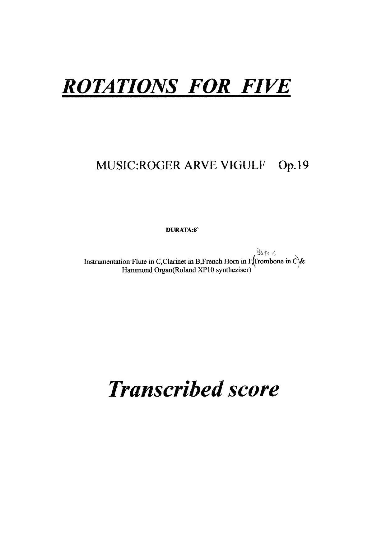 Rotations for Five, Op. 19
