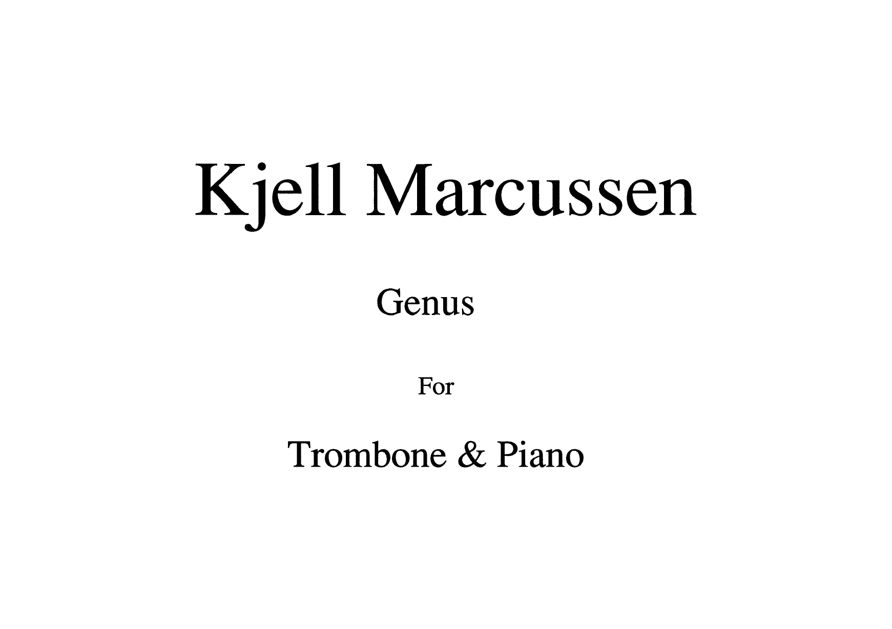 Genus - For Trombone & Piano