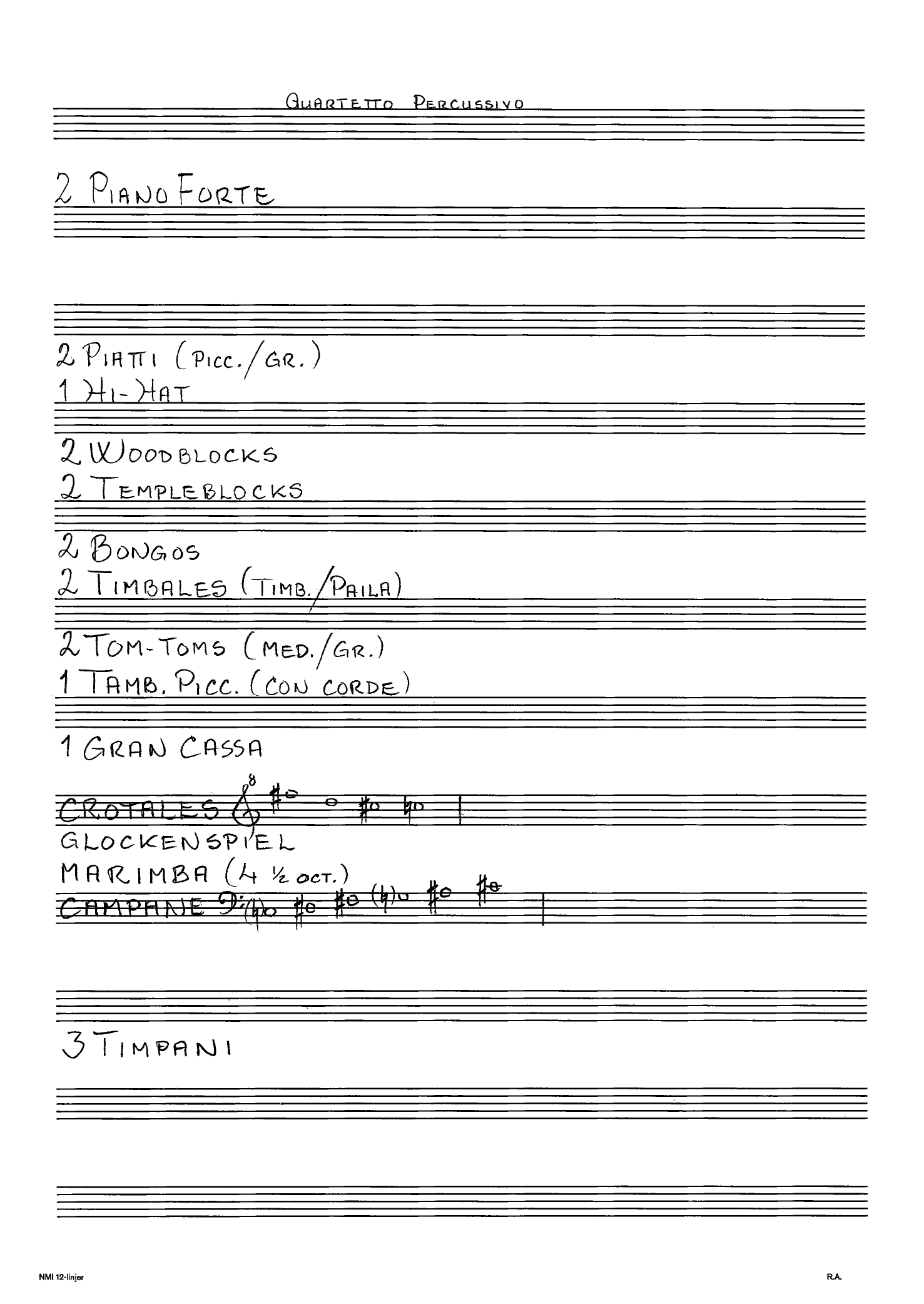 Quartetto Percussivo - For Two Pianos and Percussion