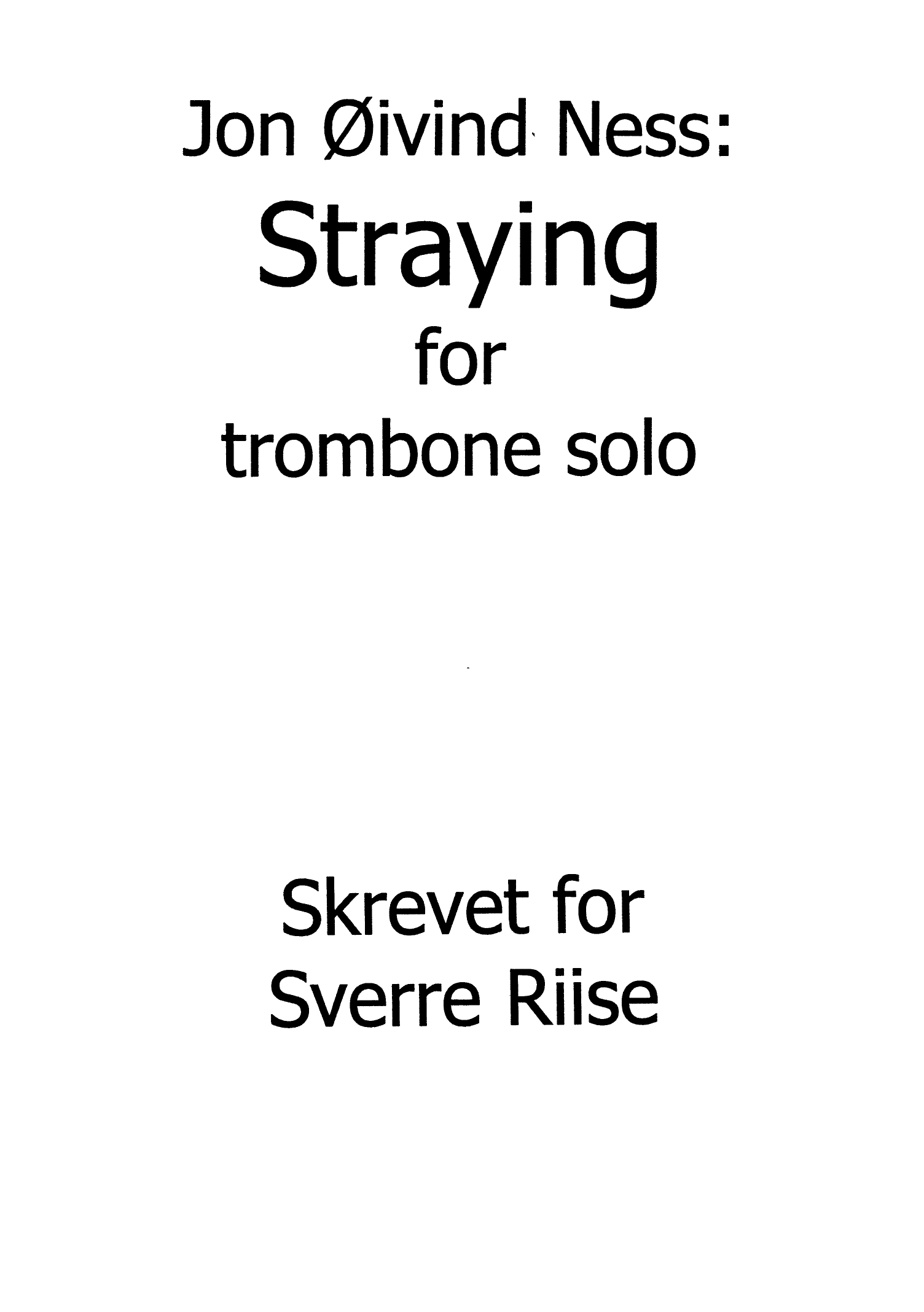 Straying - For Trombone Solo