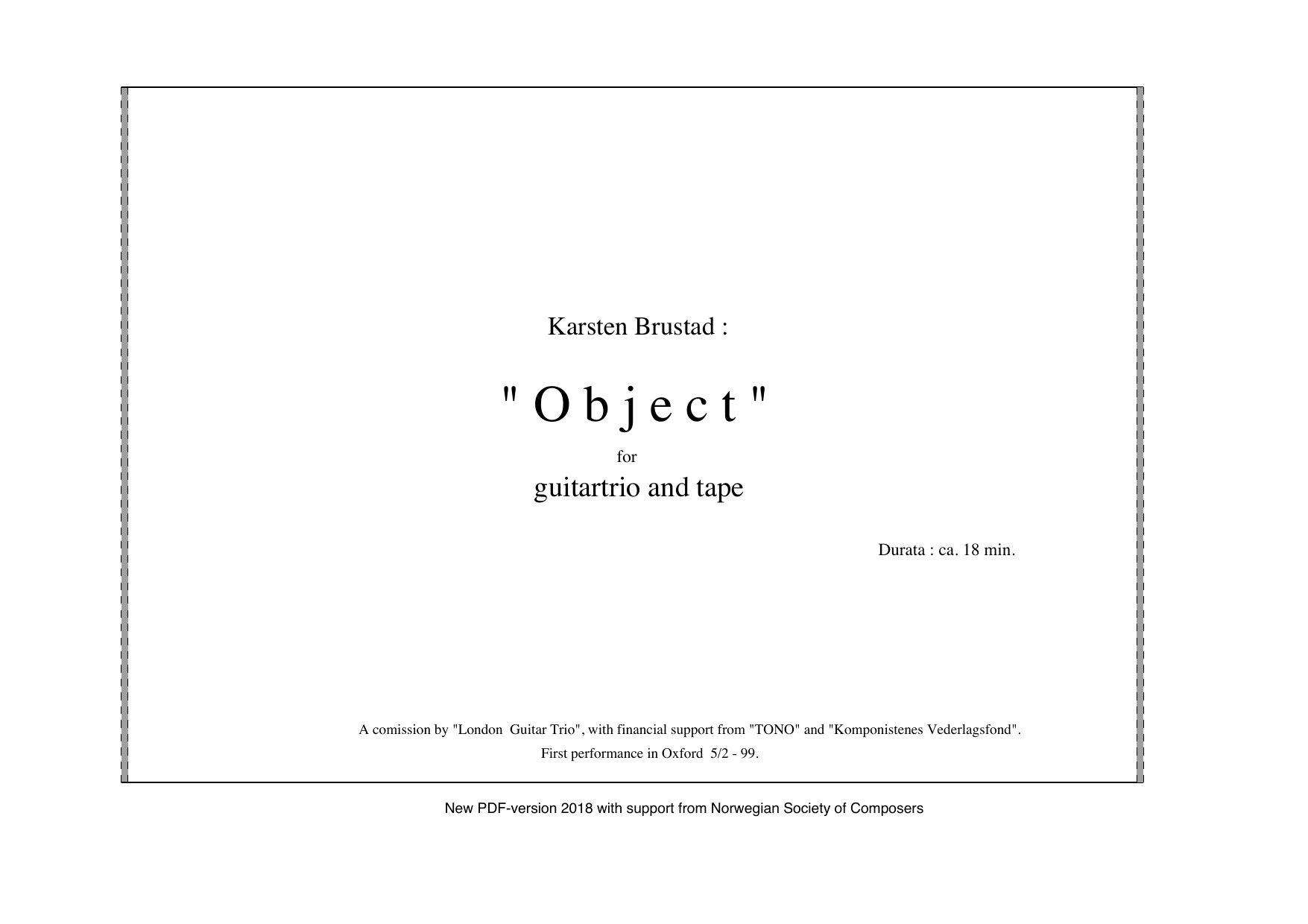 Object - For Guitartrio and Tape