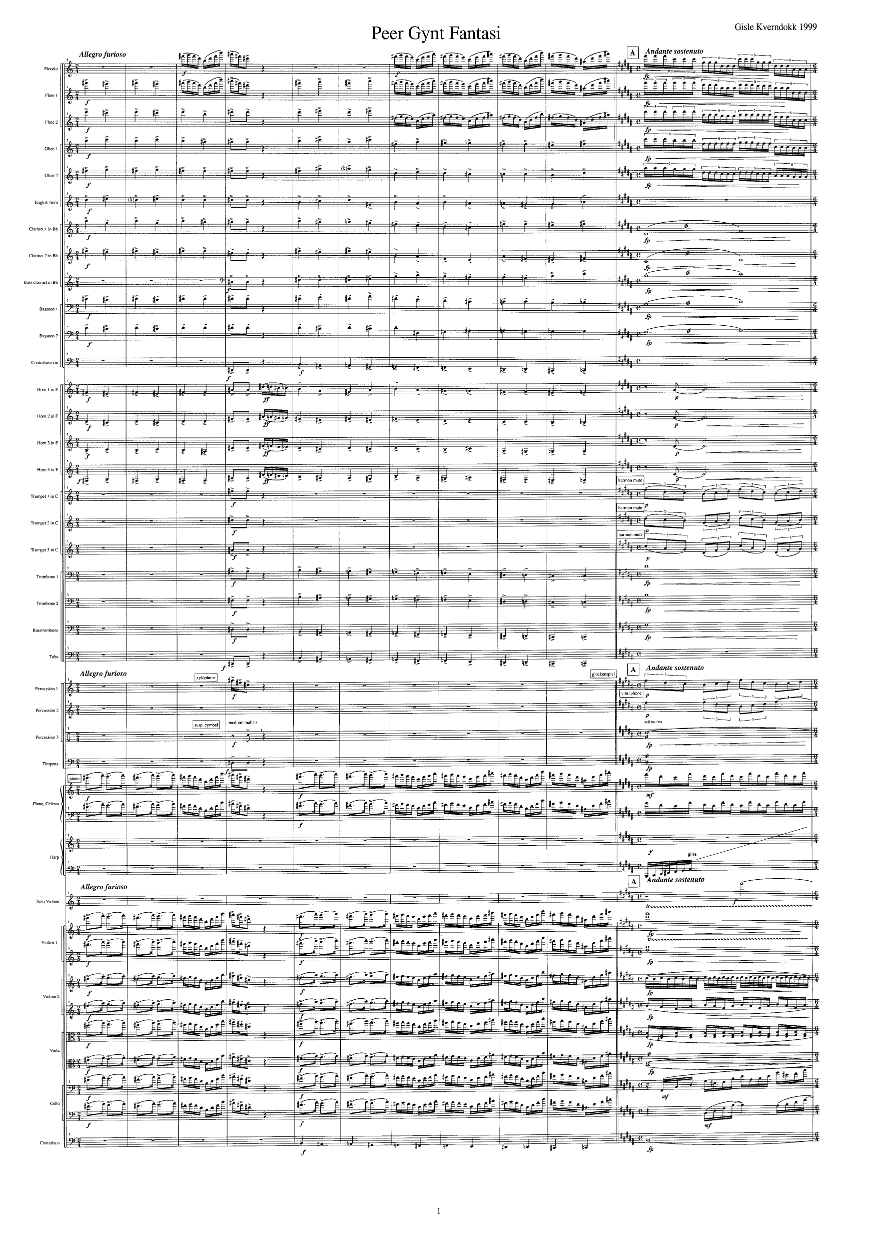 Peer Gynt Fantasi - Konsertfantasi for fiolin og orkester basert på temaer fra Edvard Griegs Peer Gynt - Bilde 3