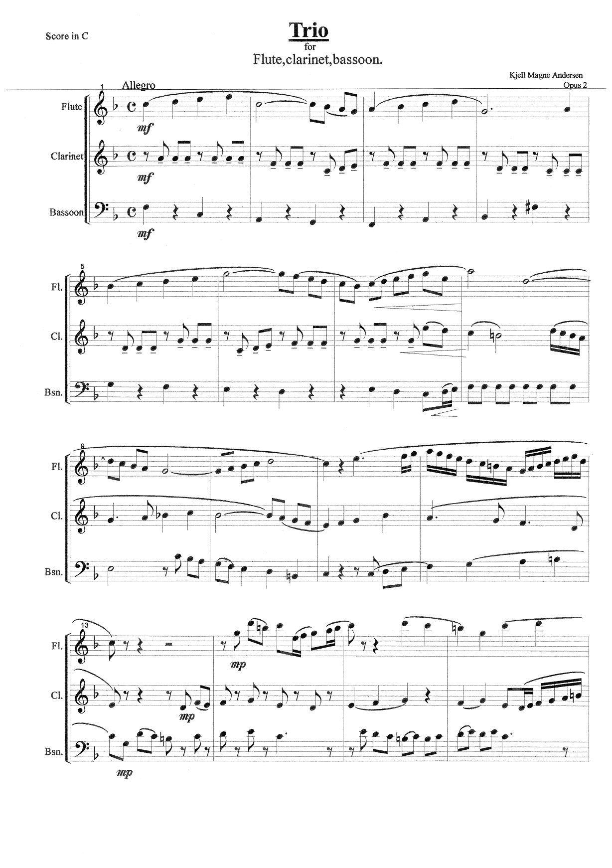 Trio for Flute, Clarinet, Bassoon, Op. 2