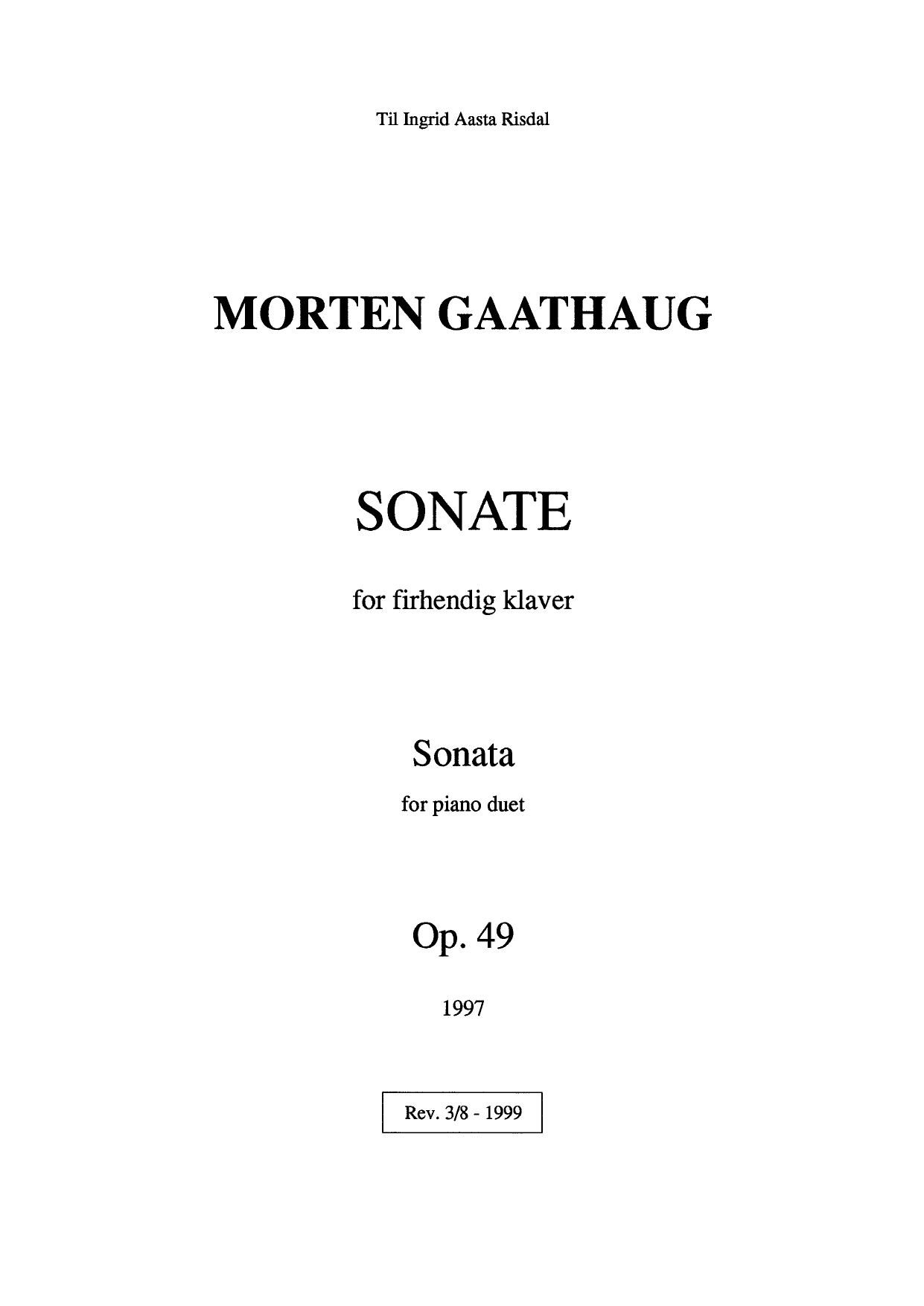Sonata for Piano Duet, Op. 49