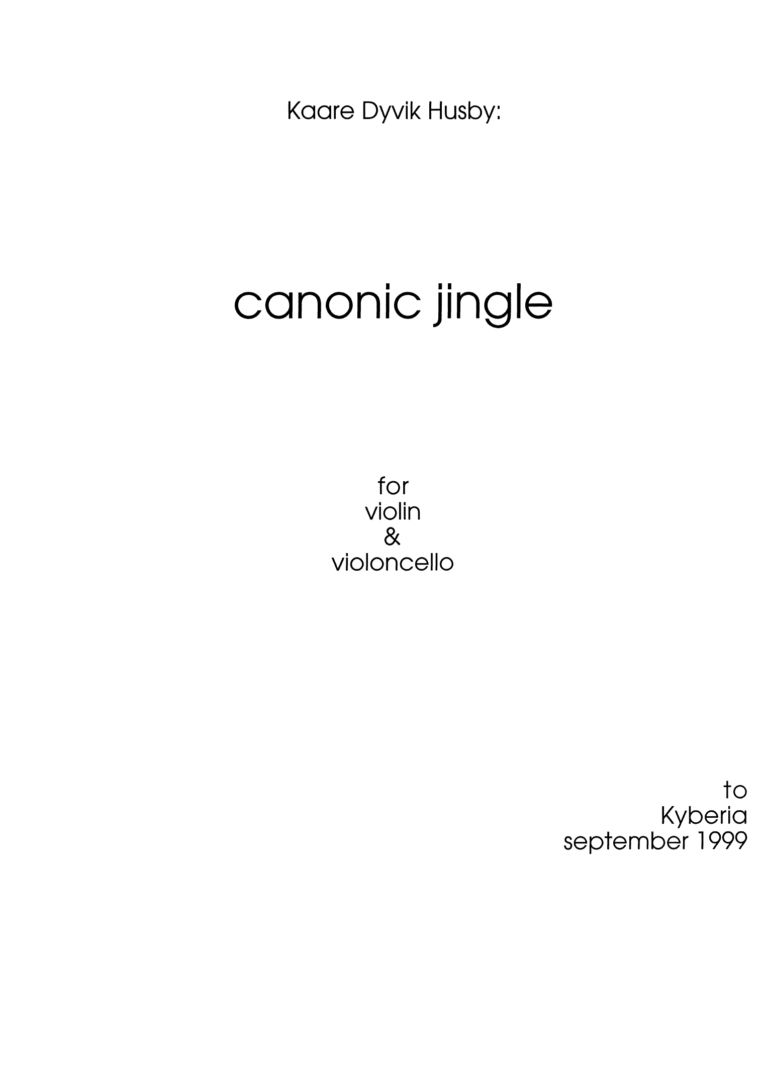Canonic Jingle - For Violin & Violoncello