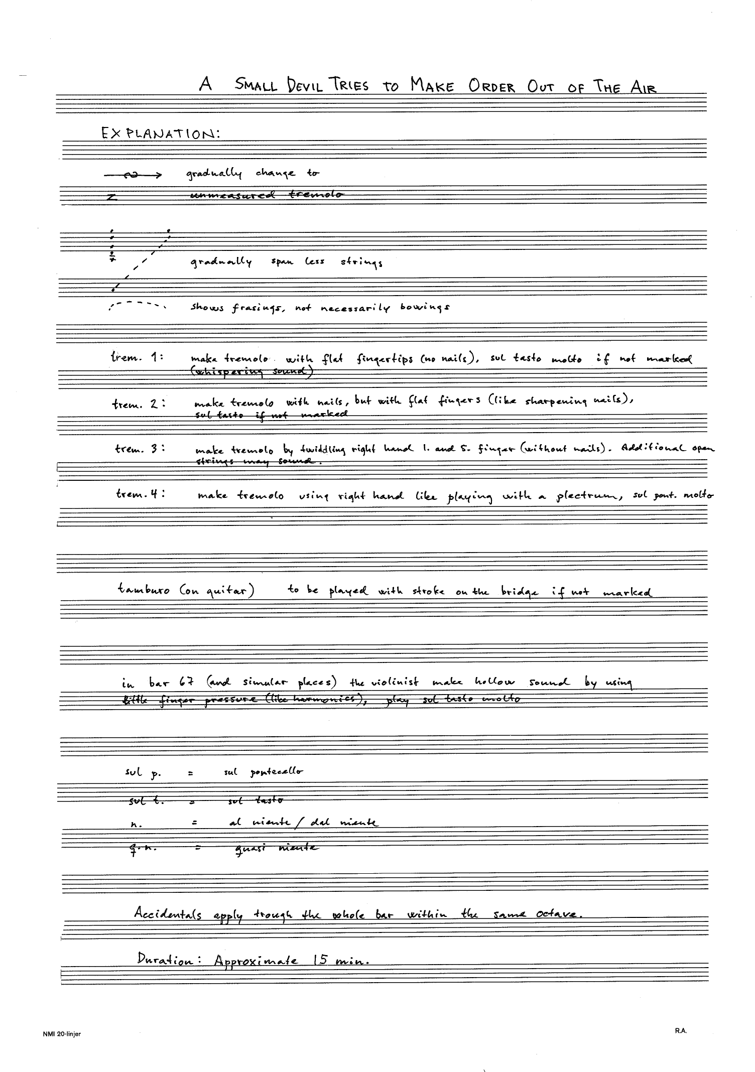 A Small Devil Tries to Make Order Out of The Air - For Violin and Guitar - Image 2