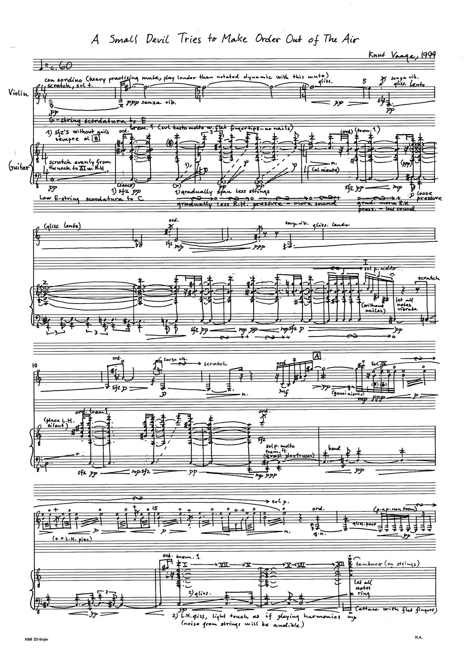 A Small Devil Tries to Make Order Out of The Air - For Violin and Guitar - Image 3