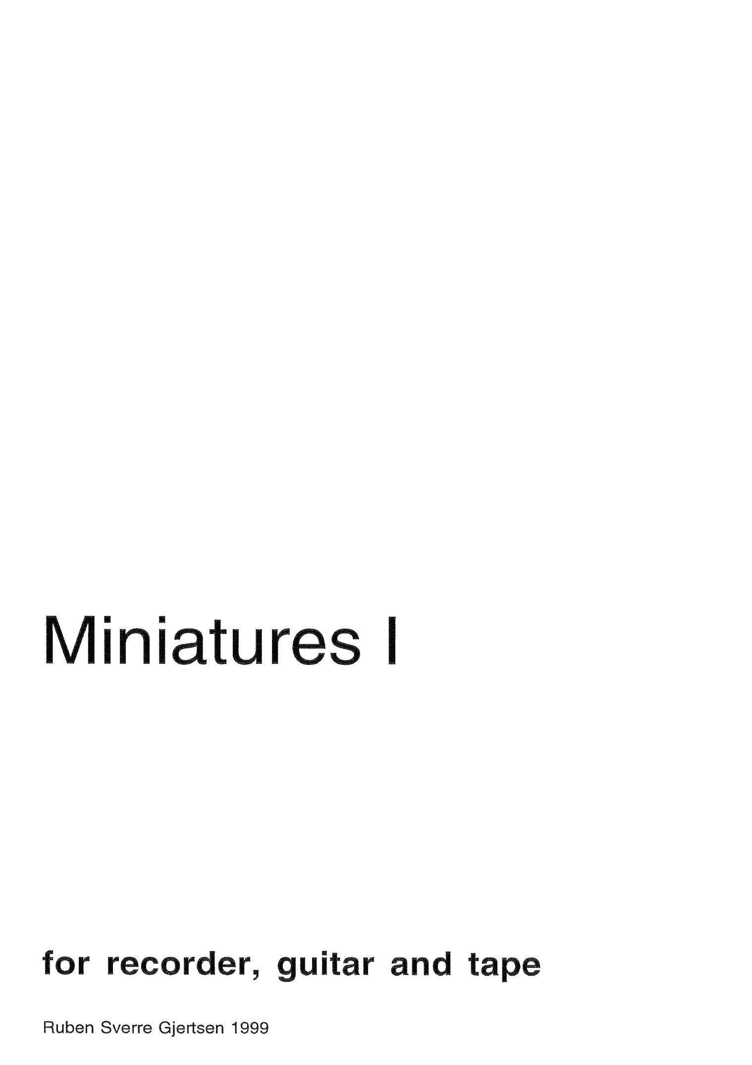 Miniatures I - For Recorder, Guitar and Tape