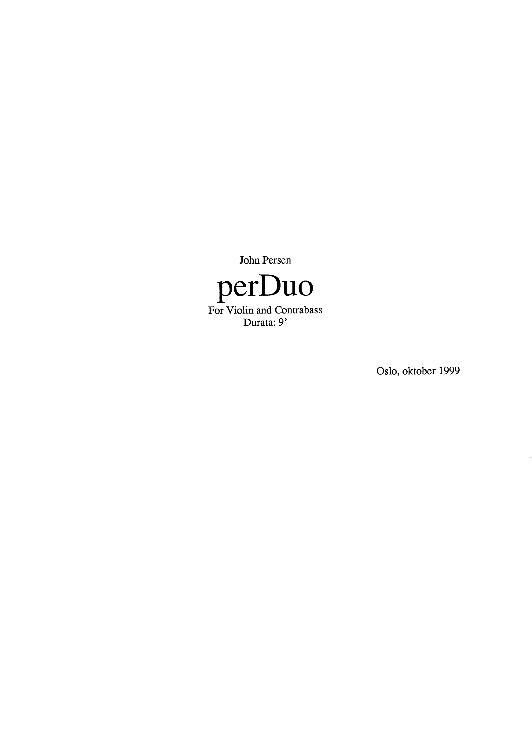 perDuo - For Violin and Contrabass