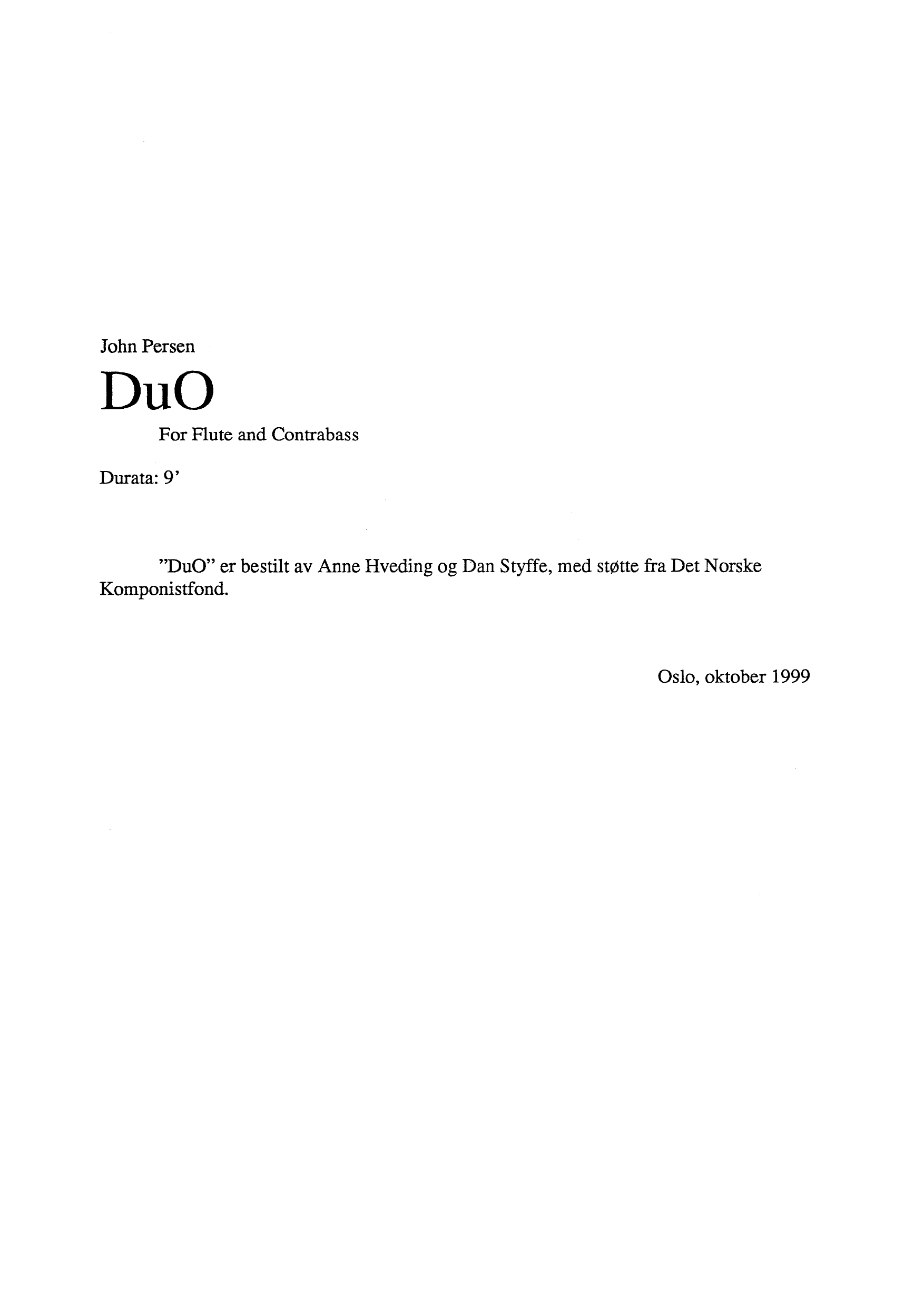 DuO - For Flute and Contrabass