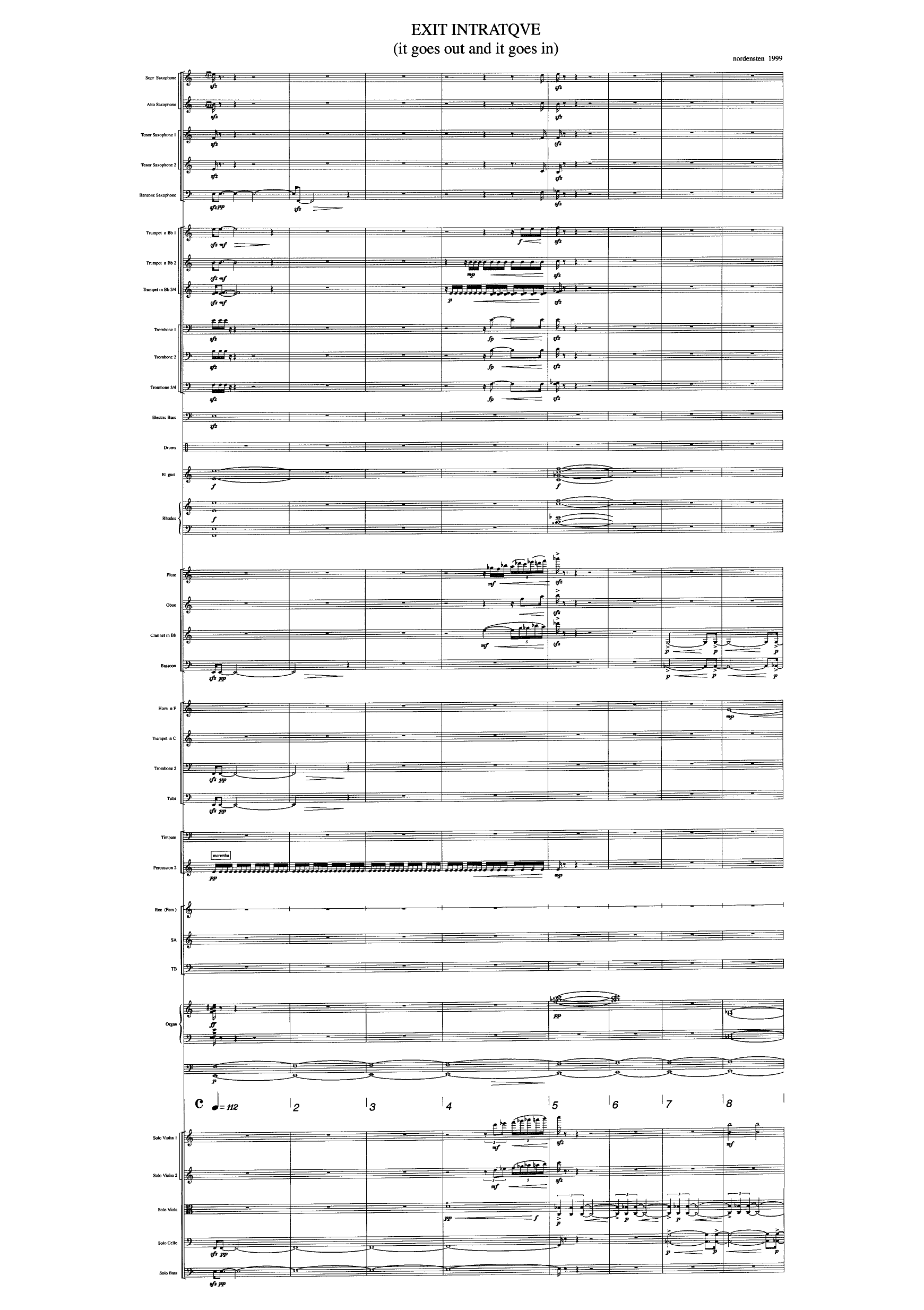 Exit intratqve - For big band, sinfonietta, organ, mixed choir & resitation - Image 3