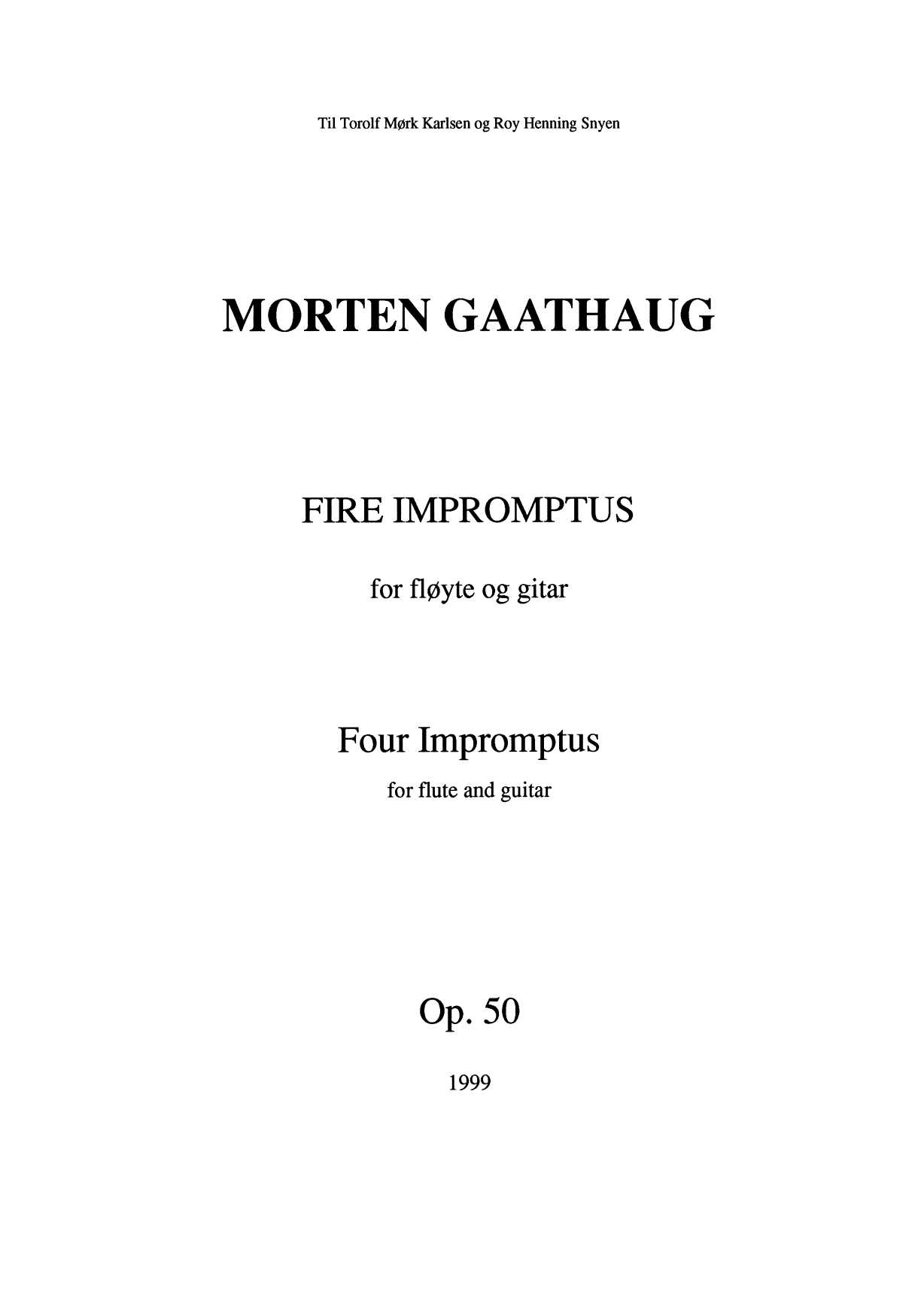 Four Impromptus : For Flute and Guitar, Op. 50