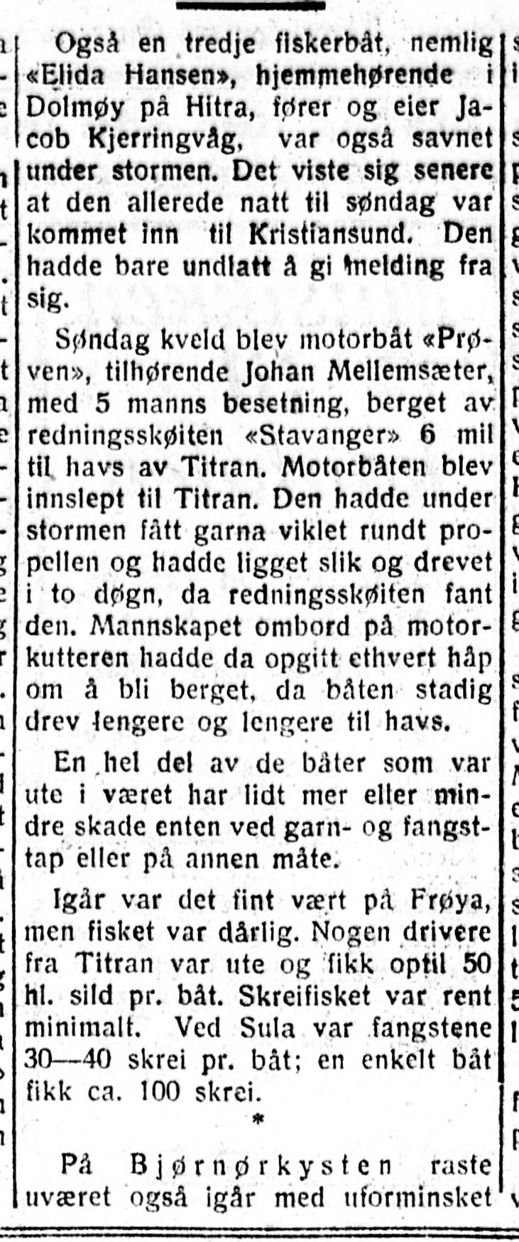 Utklipp fra Adresseavisen 4. februar 1930