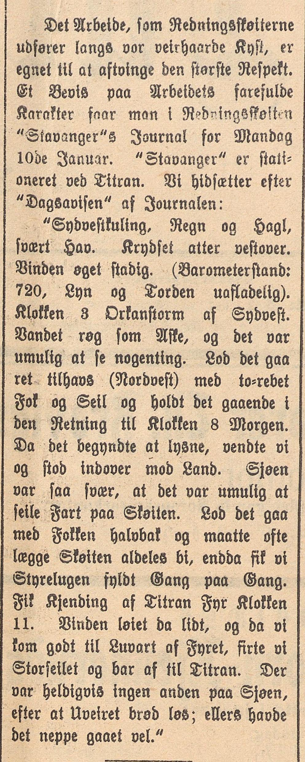 Utklipp fra Farsunds Avis 25. januar 1910