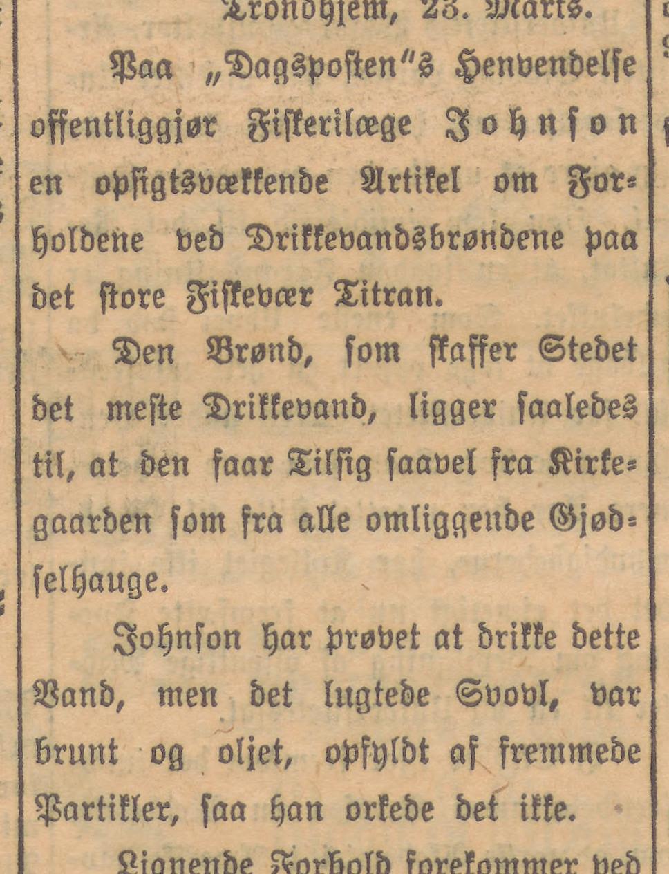 Utklipp fra Ørebladet 24. mars 1909