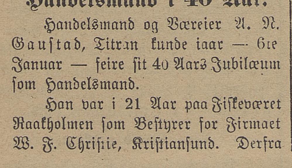 Utklipp fra Romsdals Amtstidende 8. januar 1912
