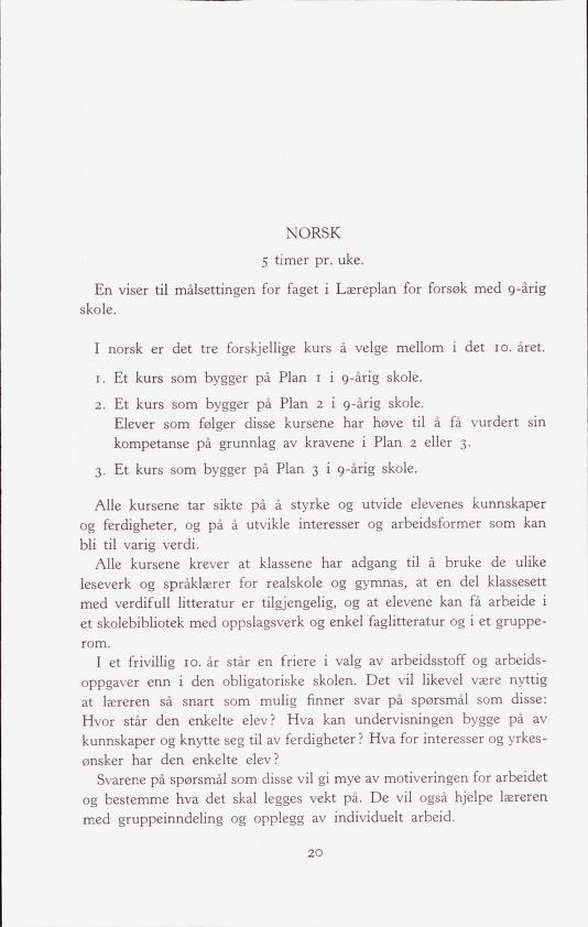 Skann 22 av Forsøksplanen 1960 · Frivillig 10. skoleår, 1964
