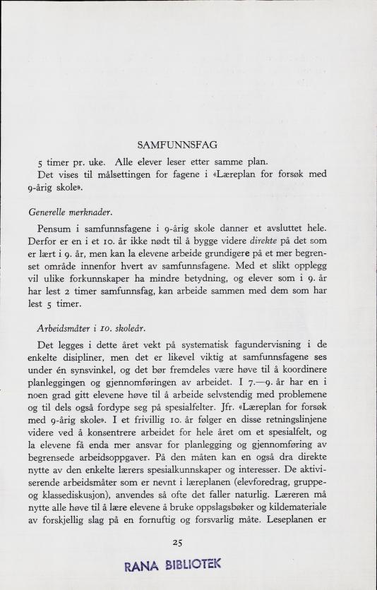 Skann 27 av Forsøksplanen 1960 · Frivillig 10. skoleår, 1964