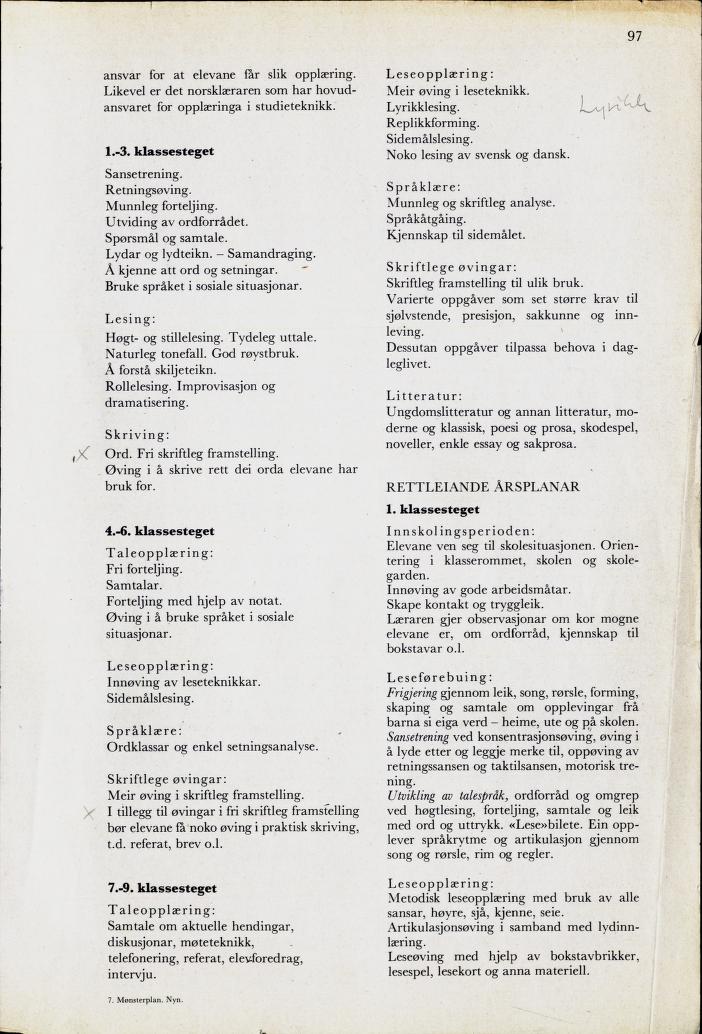Skann 99 av Mønsterplanen 1974 · nynorsk