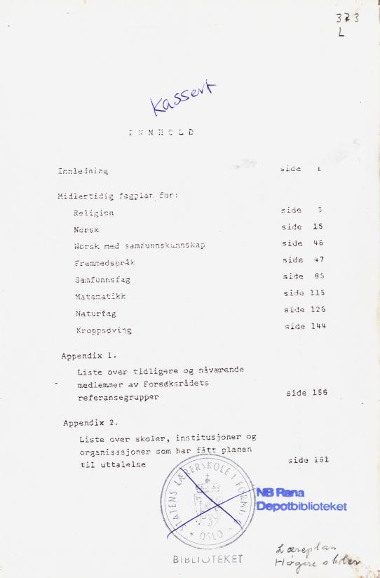 Skann 3 av Læreplan for gymnaset 1973 · del 2 obligatoriske fag